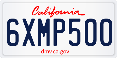 CA license plate 6XMP500