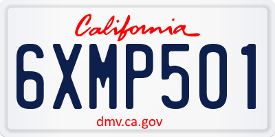 CA license plate 6XMP501