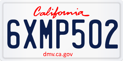 CA license plate 6XMP502