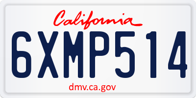 CA license plate 6XMP514