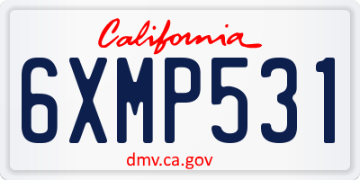 CA license plate 6XMP531