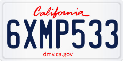 CA license plate 6XMP533