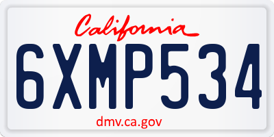 CA license plate 6XMP534