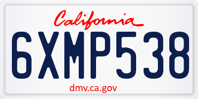 CA license plate 6XMP538