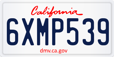 CA license plate 6XMP539