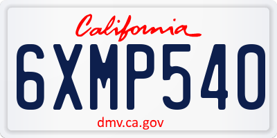 CA license plate 6XMP540