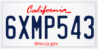 CA license plate 6XMP543