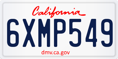 CA license plate 6XMP549