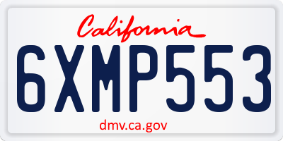CA license plate 6XMP553