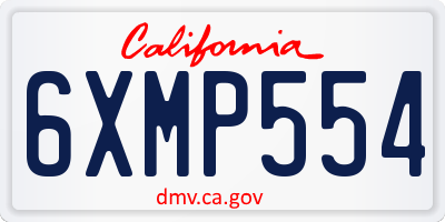 CA license plate 6XMP554