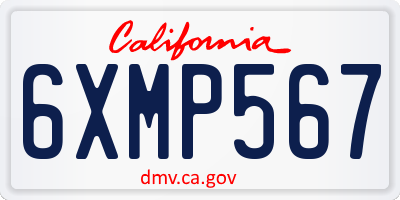CA license plate 6XMP567