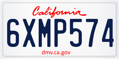 CA license plate 6XMP574
