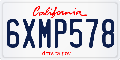 CA license plate 6XMP578