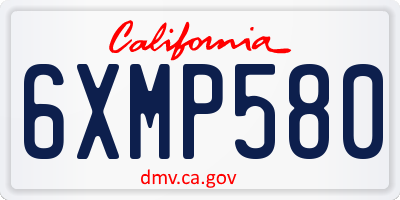 CA license plate 6XMP580