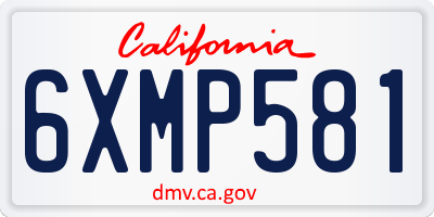 CA license plate 6XMP581