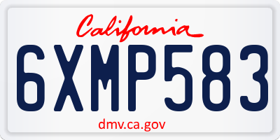CA license plate 6XMP583
