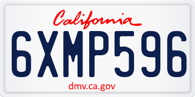 CA license plate 6XMP596