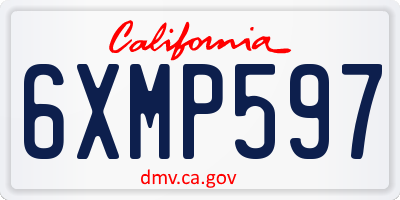 CA license plate 6XMP597