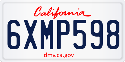 CA license plate 6XMP598