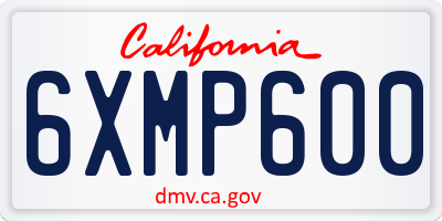 CA license plate 6XMP600