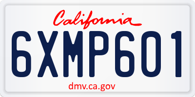 CA license plate 6XMP601