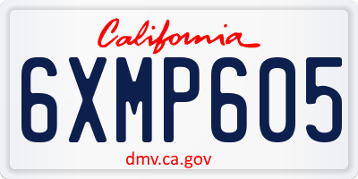 CA license plate 6XMP605