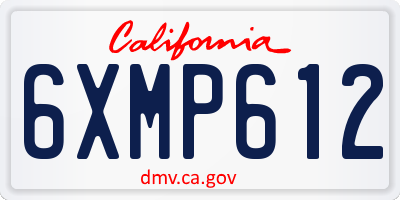 CA license plate 6XMP612