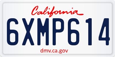 CA license plate 6XMP614