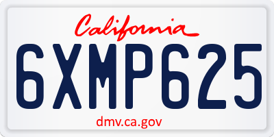 CA license plate 6XMP625