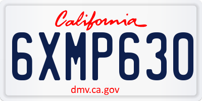 CA license plate 6XMP630