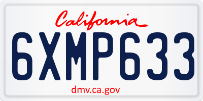 CA license plate 6XMP633