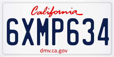 CA license plate 6XMP634