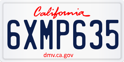 CA license plate 6XMP635
