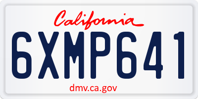 CA license plate 6XMP641