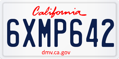 CA license plate 6XMP642