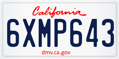 CA license plate 6XMP643