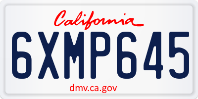 CA license plate 6XMP645