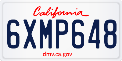 CA license plate 6XMP648