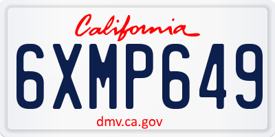 CA license plate 6XMP649