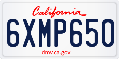 CA license plate 6XMP650