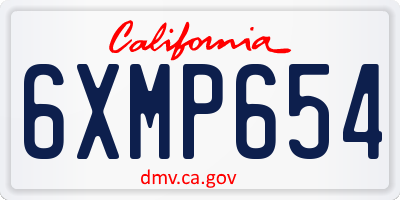 CA license plate 6XMP654