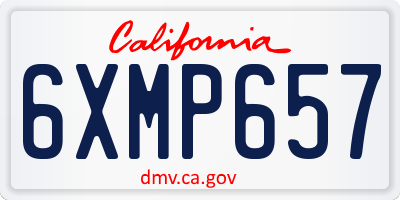 CA license plate 6XMP657