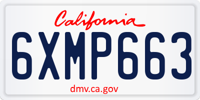 CA license plate 6XMP663