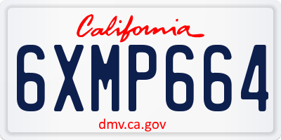 CA license plate 6XMP664