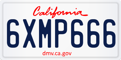 CA license plate 6XMP666