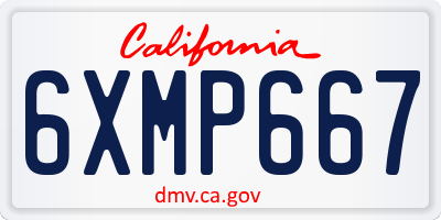 CA license plate 6XMP667