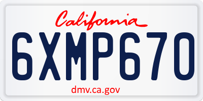 CA license plate 6XMP670