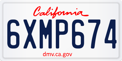 CA license plate 6XMP674