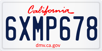 CA license plate 6XMP678