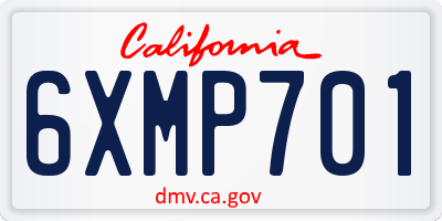 CA license plate 6XMP701